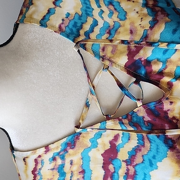 Cato multicolored tie neck cold should blouse NWT - Picture 4 of 13